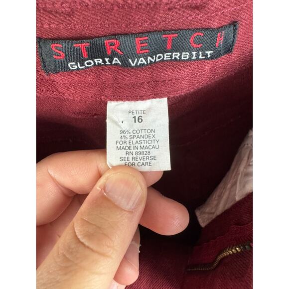 Gloria Vanderbilt Amanda Stretch Jeans Petite 16 Burgundy Straight Leg NWT - Picture 6 of 11